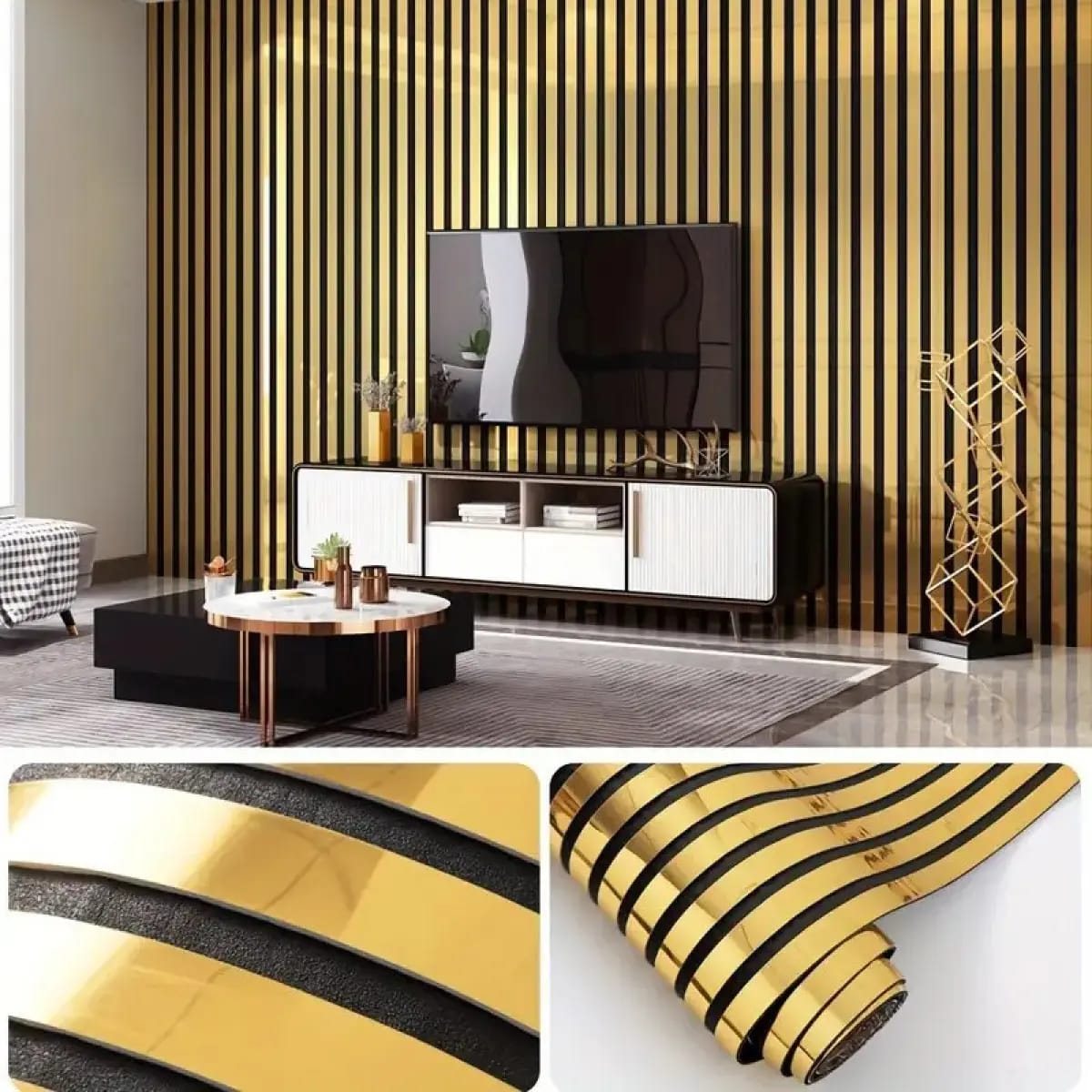 Flute panel design self adhesive wall papers