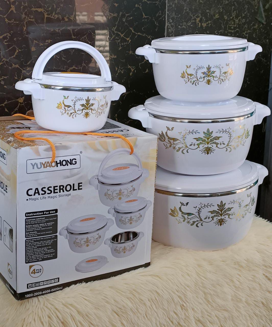 Set of 4 White Casserole Hotpots